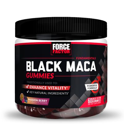 Force Factor Black Maca Gummies, Black Maca Root to Enhance Vitality in Men Women, Increase Energy Strength, with BioPerine for Superior Absorption, Delicious Passion Berry Flavor, 60 Gummies