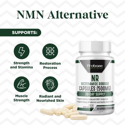 Probase Nutrition, NMN Alternative NR Supplement NAD Nicotinamide Riboside is Formulated for Energy and General Wellness 30ct500mg, 30-Day Supply