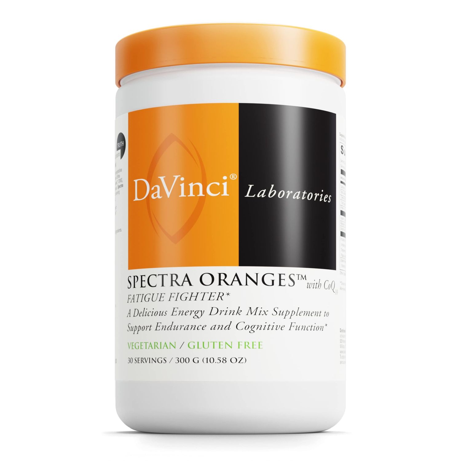 DAVINCI Labs Spectra Orange - Natural Energy Support Drink Supplement - Herbal Extracts Support Endurance, Metabolism Brain Function - Vegetable Fruit Powder Supplement - 30 Servings 300 g