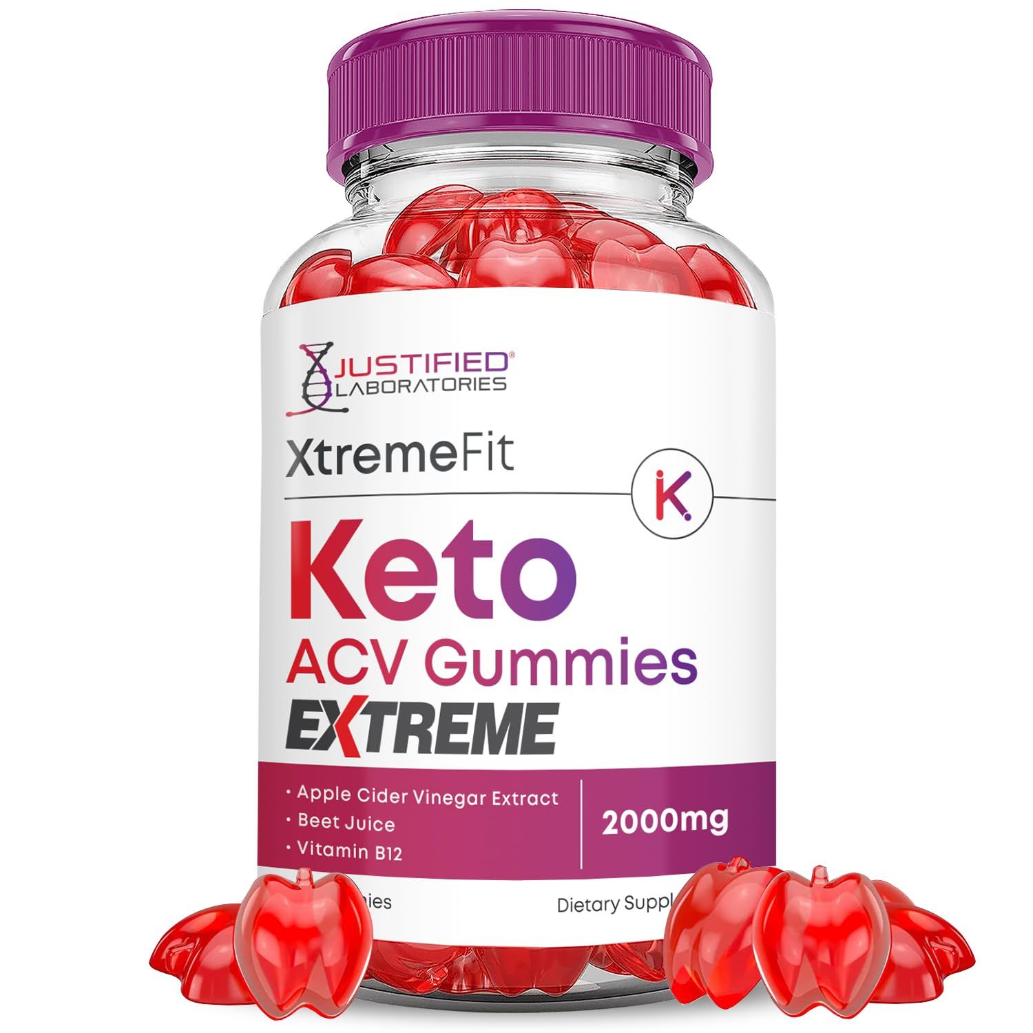 Xtreme Fit Keto ACV Gummies Extreme 2000MG XtremeFit Keto Gummies Apple Cider Vinegar Formulated with Pomegranate Beet Juice Powder B12 Vegan Non GMO 60 Gummys