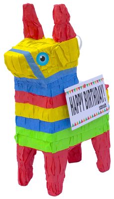 Cute 12 Donkey Pinata Pre-Filled with Assorted Quantities of Popular Candies and Attached Message Tag for Friends, Family, Children and More Happy Birthday