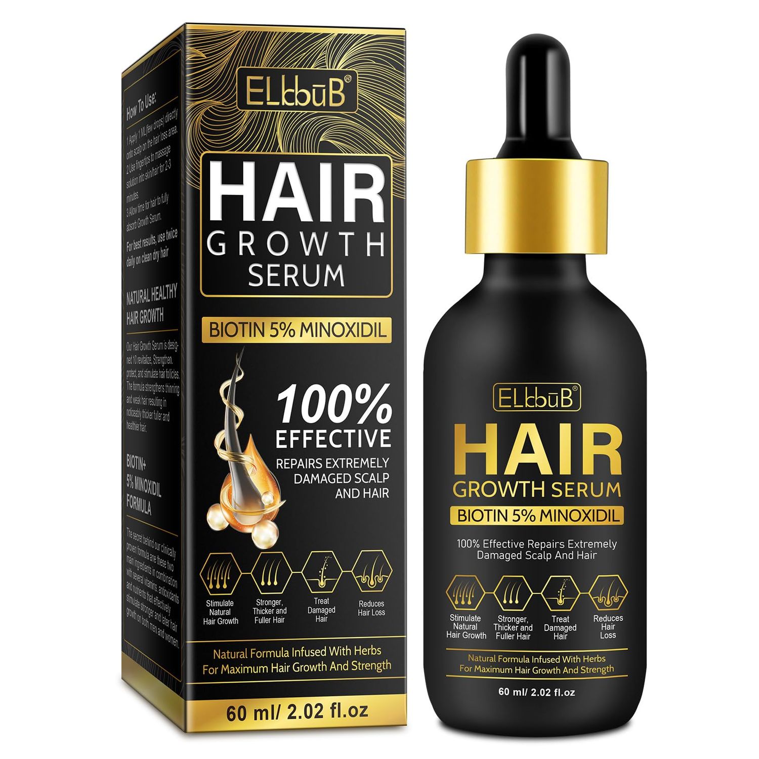 5 Minoxidil Hair Growth Oil with for Men and Women, Natural Scalp Treatment for Thinning Hair, Promotes Thicker, Fuller, and Healthier Hair, Clinically Proven Formula