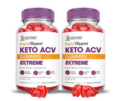 2 Pack Rapid Ripped Keto ACV Gummies Extreme 2000MG Rapidripped Keto Gummies Apple Cider Vinegar Formulated with Pomegranate Beet Juice Powder B12 Vegan Non GMO 120 Gummys