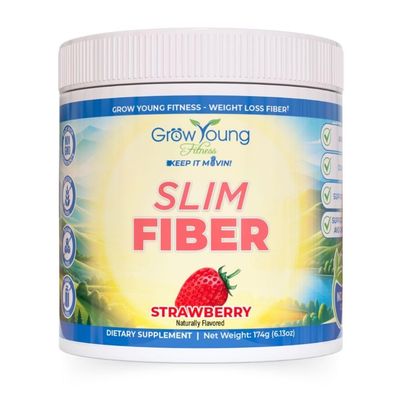 Grow Young Fitness Slim Fiber Supplement - Strawberry Fiber Powder for Digestive Support and Managing Cravings 1 Container, 30 Servings