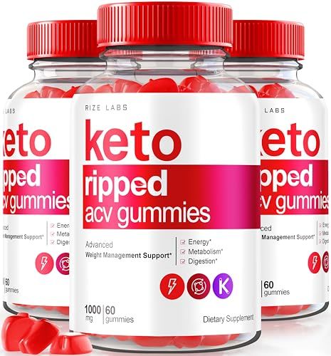 rize labs Pack of 3 Keto Ripped ACV Gummies, Official Keto ACV Gummies Advanced Weight Loss Support, All Natural Apple Cider Vinegar, Premium Keto Plus ACV Gomitas Reviews 180 Gummies