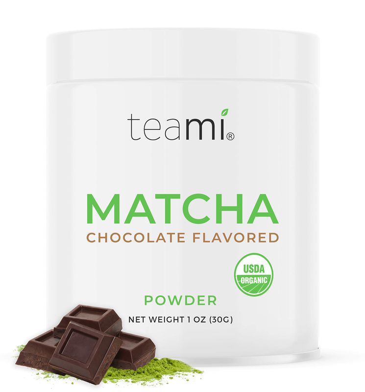 Teami Matcha Green Tea Powder - Chocolate - Ceremonial Grade USDA Organic - Best for Lattes, Smoothies, Baking, Recipes, Traditional Preparation, and More - Authentic Japanese Origin - 30g 1oz Tin