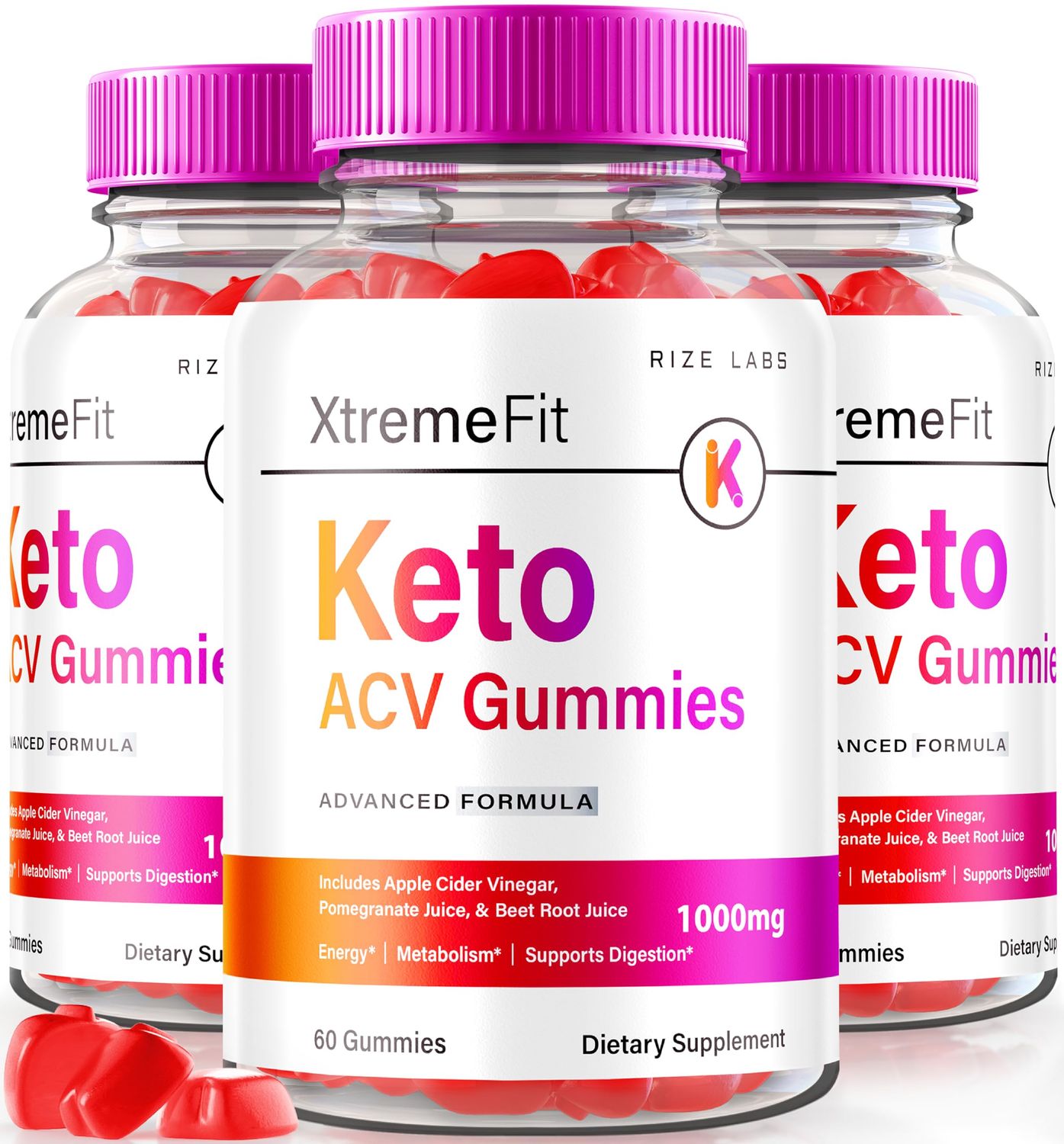 rize labs Pack of 3 Xtreme Fit Keto ACV Gummies for Advanced Weight Loss, with Apple Cider Vinegar Supplement Belly Fat Extra Strength 180 Gummies