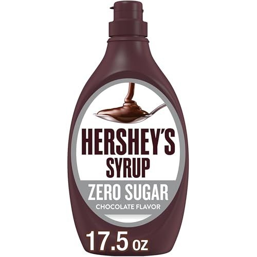 HERSHEYS Zero Sugar Chocolate Syrup Bottle, 17.5 oz