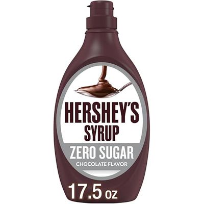 HERSHEYS Zero Sugar Chocolate Syrup Bottle, 17.5 oz