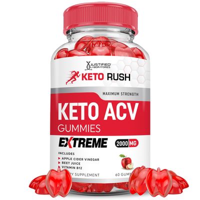 Keto Rush Keto ACV Gummies Extreme 2000MG Keto Rush Keto Gummies Apple Cider Vinegar Formulated with Pomegranate Beet Juice Powder B12 Vegan Non GMO 60 Gummys