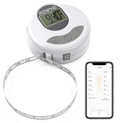 RENPHO Body Measuring Tape, Bluetooth Smart Tape Measure with Lock Hook Retractable Function, Accurate Body Fat Measurement Device for Weight Loss, Muscle Gain, Fitness Bodybuilding, 60in 150cm