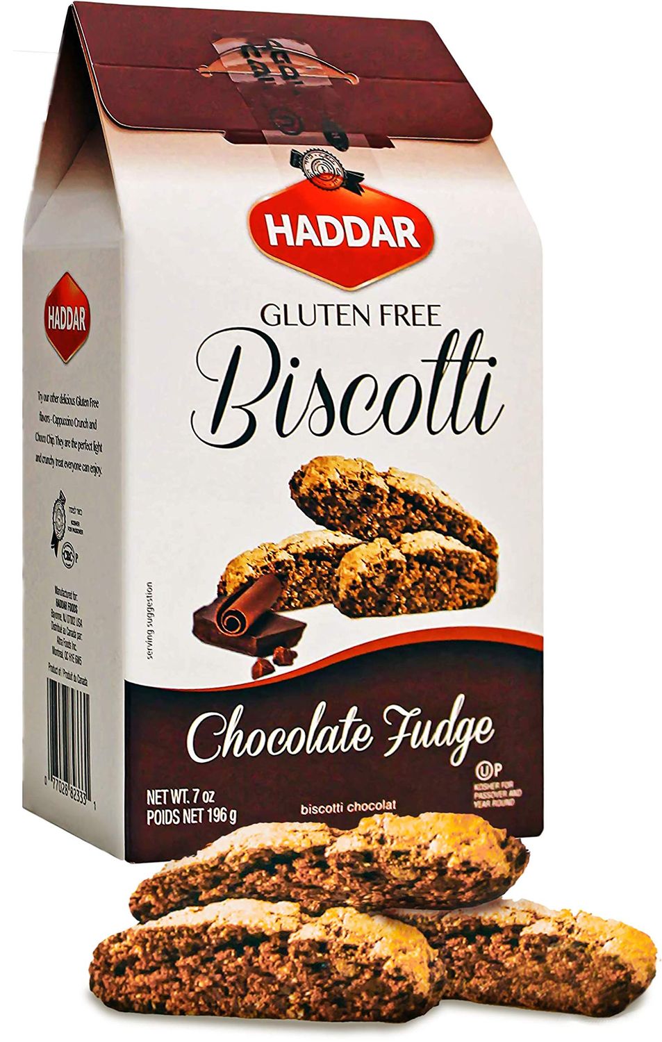 Haddar Gluten Free Chocolate Fudge Biscotti, 7 oz, Grain Free, Rich Tasting, Certified Kosher For Passover
