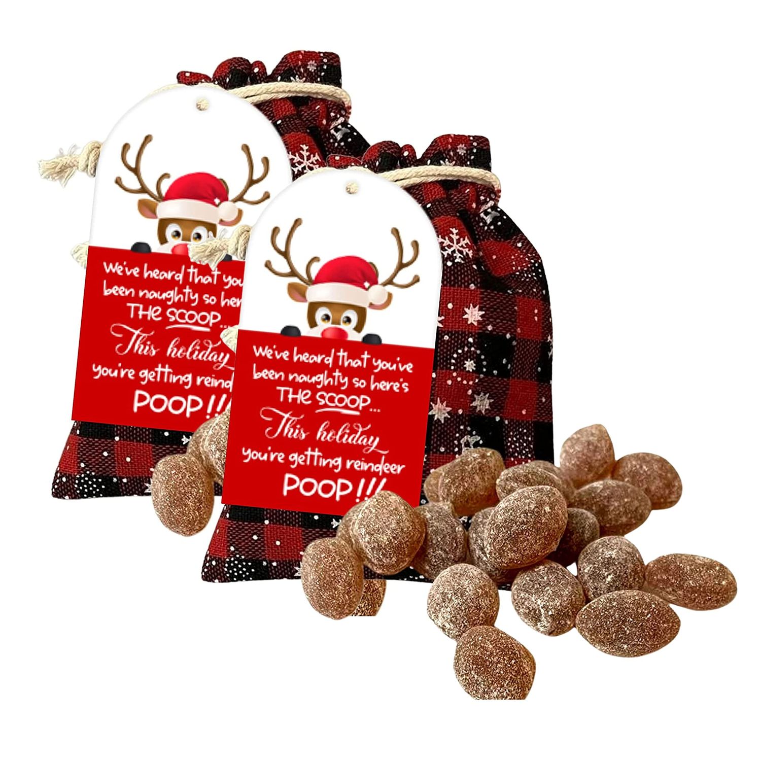Reindeer Poop Candy Stocking Stuffers Candy Funny Stocking Stuffers for Adults Kids, Funny Christmas Stocking Stuffers - Pack of 2, 8 Ounces