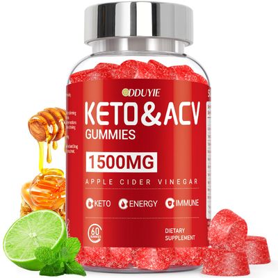 DDUYIE Keto ACV Gummies for Weight Loss - 1500mg Apple Cider Vnegar Gummies - Lemon Honey Flavor with Pomegranate Beetroot Vitamin B12 B6 - GMO Free - Supports Metabolism, 60 Count