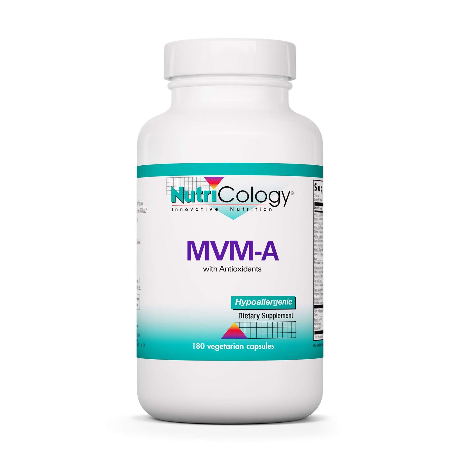 Nutricology MVM-A Supplement - Multivitamin for Men Women, with Iron, Daily Vitamins, for Adults, High Potency, Bioavailable, Vegetarian Capsules - 180 Count