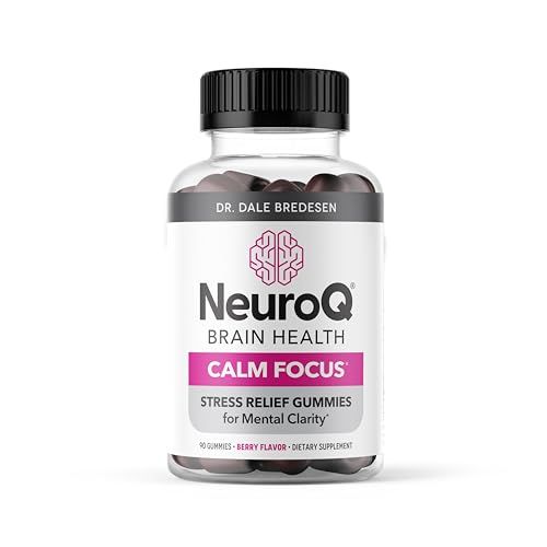 NeuroQ Calm Focus Gummies - Stress Relief Supplement - Supports Mental Function Relaxation - Sensoril Ashwagandha, Magnesium, GABA, L-Theanine, Andean Cocoa Kava Kava - 90 Gummies