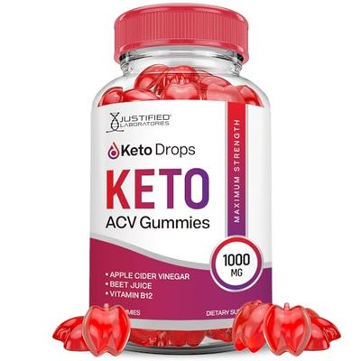 Keto Drops Keto ACV Gummies Advanced Formula 1000MG Keto Drops Keto Gummies Apple Cider Vinegar Formulated with Pomegranate Beet Juice Powder B12 Vegan Non GMO 60 Gummys
