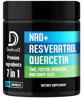 DEDICAD NAD Supplement 1000mg - Pure NAD Supplement - Combined to Resveratrol, Quercetin, Berberine, Fisetin, TMG and Grape Seed - Energy and DNA Repair, Aging Defense, Brain Function - 60 Capsules