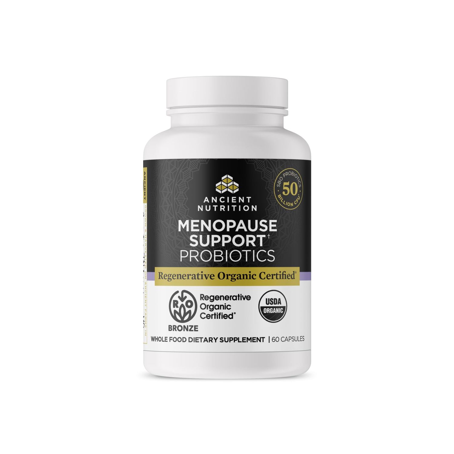 Ancient Nutrition Regenerative Organic Certified Probiotics for Menopause Support, Probiotics Menopause Support, Healthy Digestion and Women s Health Support, 50 Billion CFUs Per Serving, 60 Count