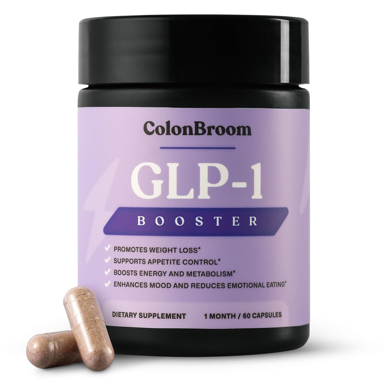 ColonBroom GLP-1 Weight Management Supplement for Women Men - Supports Gut Health, Metabolic Wellness Appetite Regulation - Vegan, Gluten-Free, Non-GMO Fiber Capsules - 60 Count