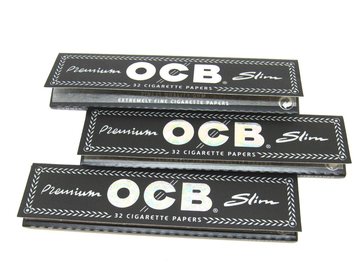 OCB Premium Slim Rolling Papers - 3 Packs of 32 Papers Each - Plant Based Flax Papers - RP546SL