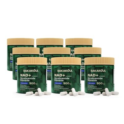 BAKAKOUL NAD Supplement - Liposomal Nicotinamide Riboside, Resveratrol, Quercetin, NAD Nicotinamide Riboside Resveratrol 900mg, NAD Supplement for Men and Women, 80 Capsules 9 Pack