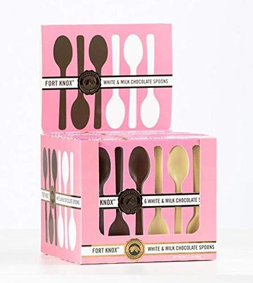 Fort Knox White Milk Chocolate Spoons, 2.12 Ounce - 12 Count Display Box