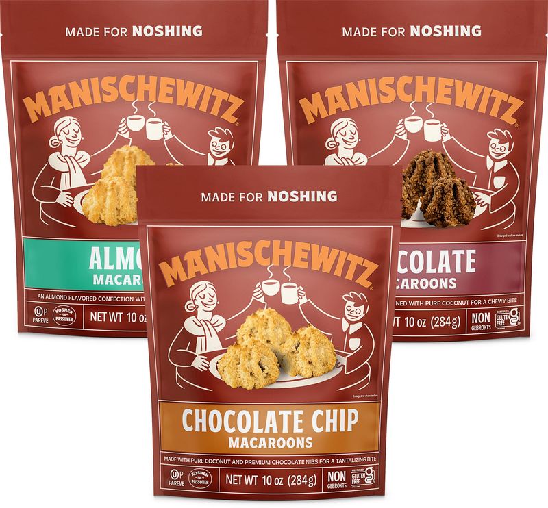 Manischewitz Gluten Free Macaroons 10oz (3 Pack Variety) Chocolate Chip, Almond, and Chocolate  Kosher for Passover, Lactose Free, Vegetarian