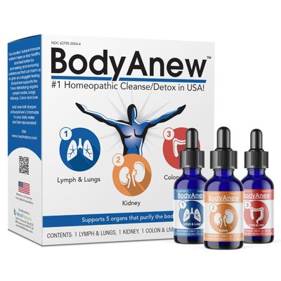 MediNatura BodyAnew Oral Drops 3 Step Homeopathic Cleanse - Whole Body Support for Women Men - 150 ml Drops