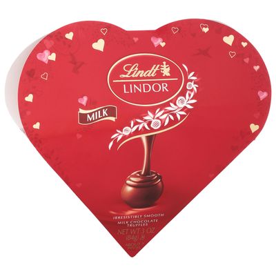 Lindt LINDOR Valentines Milk Chocolate Candy Truffles Friend Heart, Milk Chocolate Candy with Milk Truffle Filling, 3 oz.