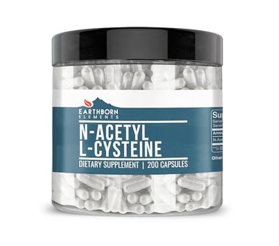 Earthborn Elements NAC N-Acetyl L-Cysteine 200 Capsules, Pure Undiluted, No Additives