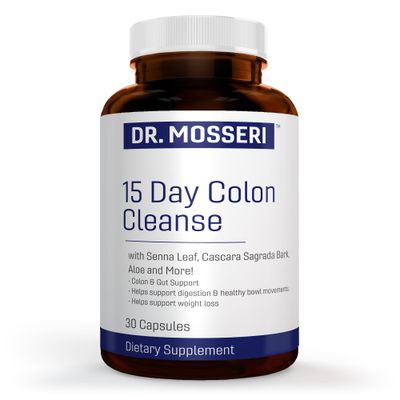 DR. MOSSERI 15-Day Colon Cleanse Detox for Weight Loss, Gut Health, Digestion Bowel Support - Relieves Constipation, Bloating Supports Metabolism - with Senna Leaf, Aloe Psyllium Husk.
