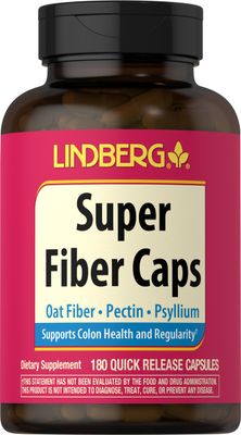 Lindberg Super Fiber Supplement 180 Capsules Oat, Pectin, Psyllium Non-GMO Gluten Free