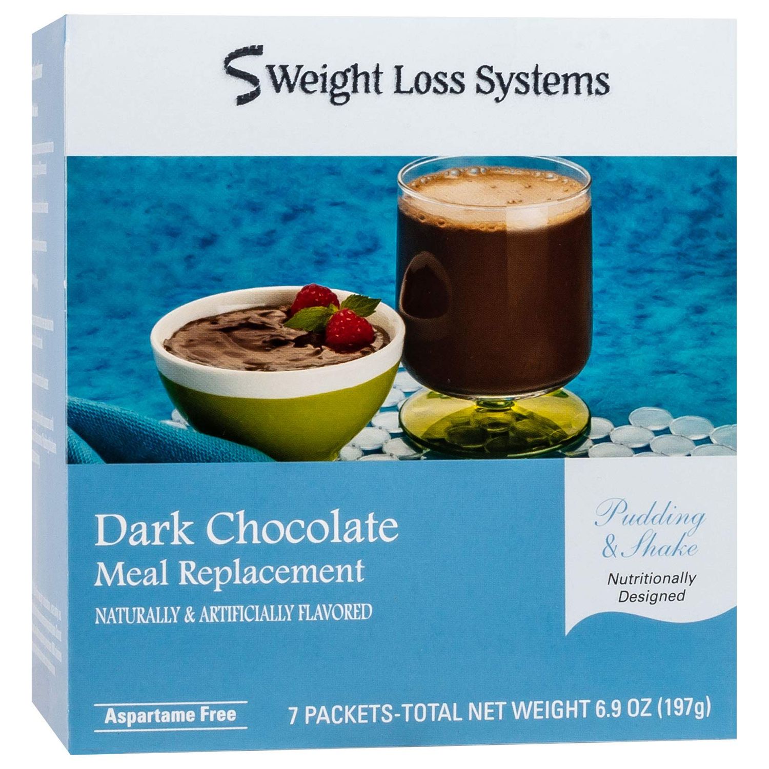Weight Loss Systems Pudding and Shake Aspartame Free - Dark Chocolate 7Box - High Protein - Low Calorie - Low Fat - Low Carb