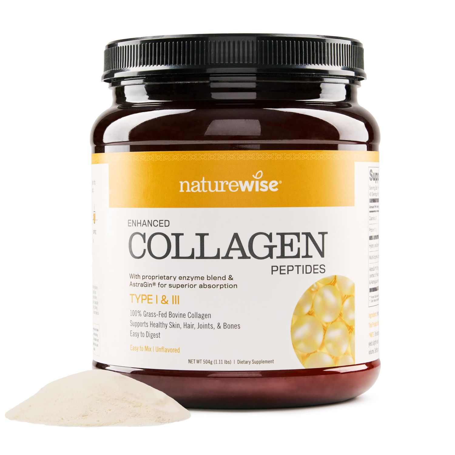 NatureWise Collagen Peptides Powder for Women - Type 1 3 Grass-Fed - Supports Hair, Skin Nail Health - Non-GMO, Dairy Soy Free, Unflavored - 45 Servings45-Day Supply