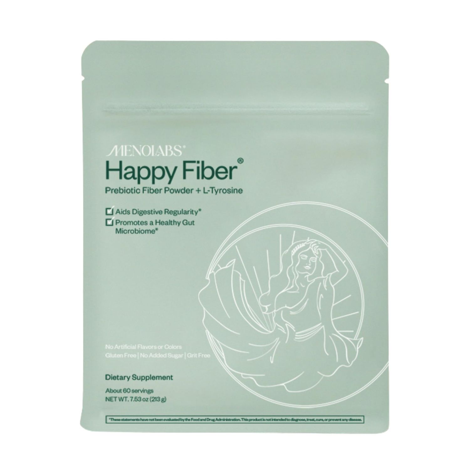 MENOLABS Happy Prebiotic Fiber Supplement - 60 Servings 213 g - Expertly-Formulated Menopause Supplements for Women, with L-Tyrosine