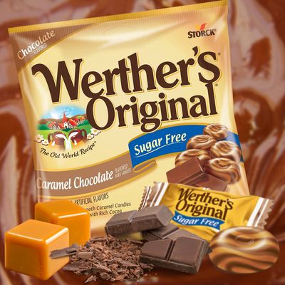 Needzo Sugar Free Caramel Chocolate and Coffee Original Hard Candies, Bulk Individually Wrapped Gourmet Candy Caramels, Pack of 2