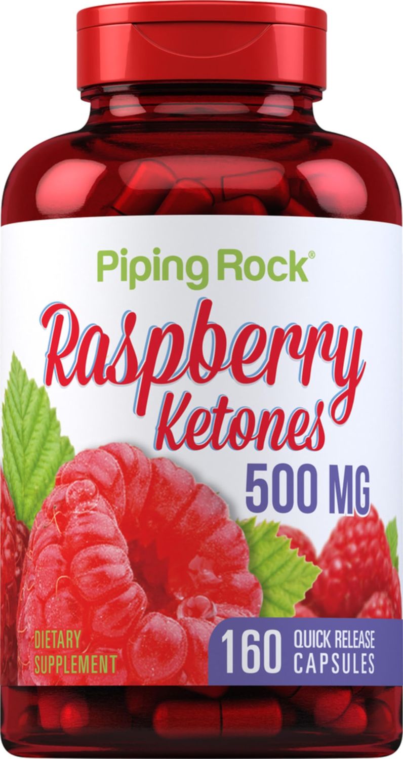Piping Rock Raspberry Ketones 500mg 160 Capsules Non-GMO Gluten Free Supplement