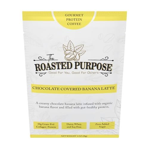 The Roasted Purpose Chocolate Covered Banana Latte Instant Organic Coffee with 18g of Grass-fed Collagen Protein, Dairy-Free, Sugar-Free, Sample Size