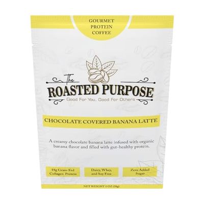The Roasted Purpose Chocolate Covered Banana Latte Instant Organic Coffee with 18g of Grass-fed Collagen Protein, Dairy-Free, Sugar-Free, Sample Size