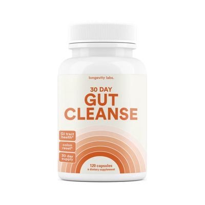 30 Day Gut Cleanse Detox Advanced Fiber Colon Cleanse to Ease Bowel Movement wPsyllium Husk Flaxseed Reset, Weight Flush Gut Detox