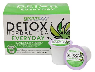 greenside Detox Herbal Tea Single Serve Cups for Everyday - Cleansing and Revitalizing Body Supplements - 10 Cups 3-gram ServingCup