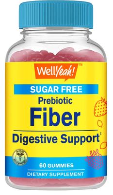 WellYeah Sugar Free Fiber Gummies for Adults 4g Digestive Supprt Prebiotic Fiber Supplement 60 Count