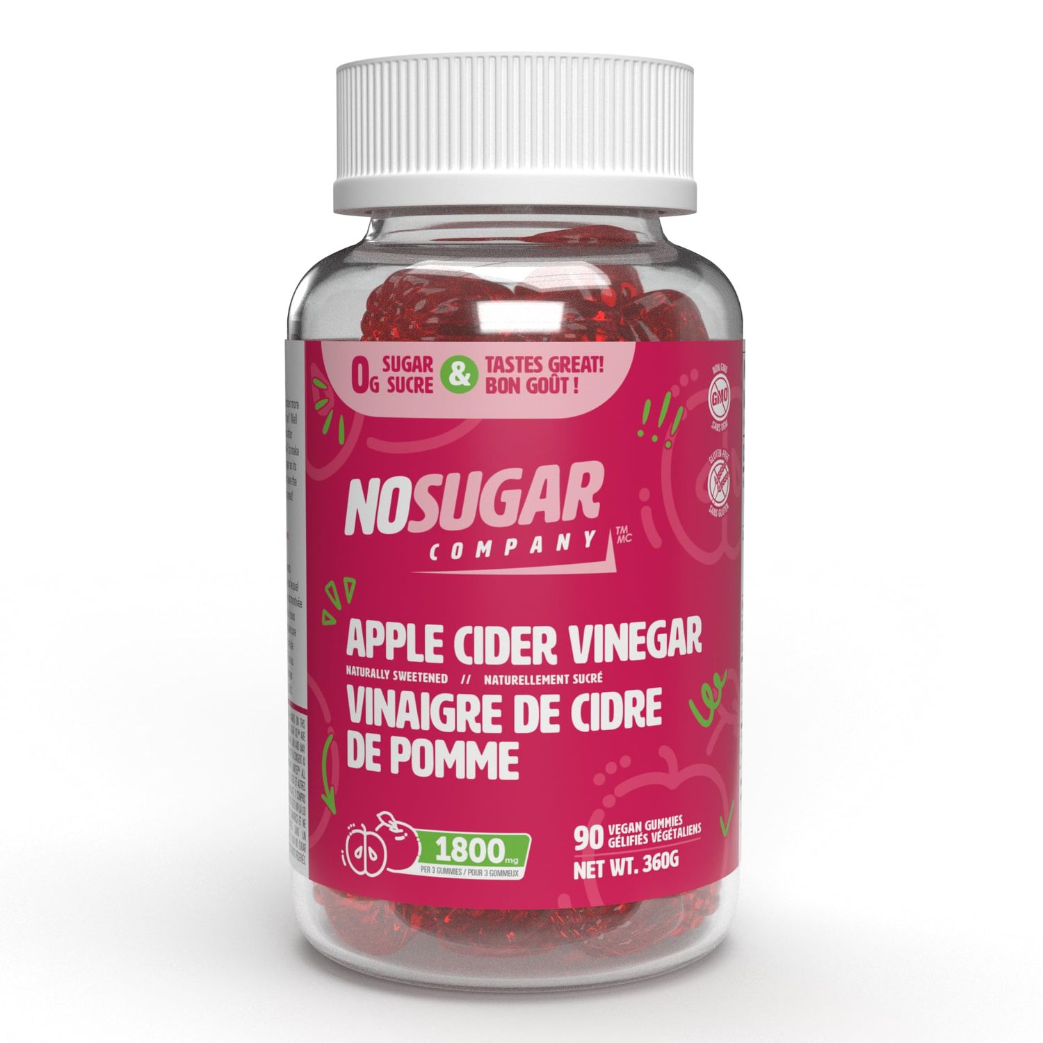 Apple Cider Vinegar Gummies with The Mother, Sugar Free Gummies, Helps Digestion, Keto Friendly, Vegan, Non-GMO, and Gluten-Free, 600mg Natural ACV Gummies - 90 Days Supply