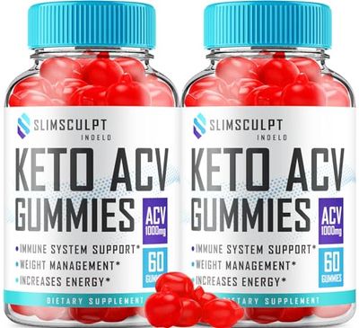 2 Pack Slimsculpt Keto ACV Weight Loss Gummies - Advanced Formula Slim Sculpt Keto plus ACV Gummies Apple Cider Vinegar Keto Slimsculpt ACV Gummies Dietary Supplement Reviews Men Women 120 Gummies