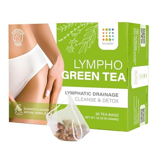 Bruizex Lymphatic Green Tea, Lymphatic Drainage Cleanse Detox, Natural Herbal Blend for Lymphatic System Health, Post Surgery Recovery Liposuction, BBL, Tummy Tuck, Lipedema Lymphedema, 30-Pack