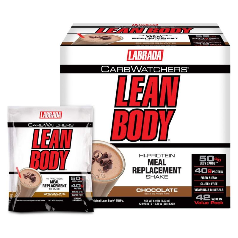 Labrada Carb Watchers Lean Body Hi-Protein Meal Replacement Shake, Chocolate Ice Cream, 2.29 Ounce (Pack of 42)