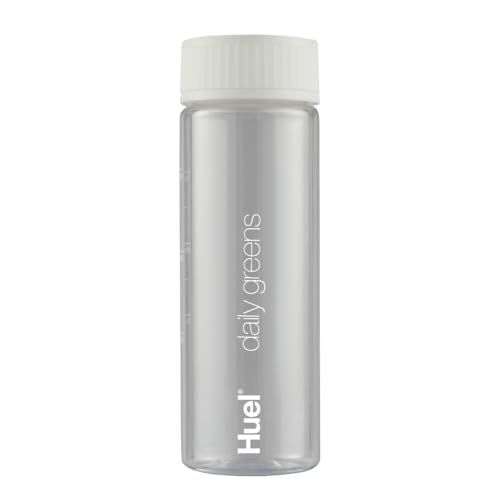 Huel Daily Greens Bottle BPA Free Clear with a White Lid Fill line guide for perfect Measurements Dishwasher Friendly 13.5oz