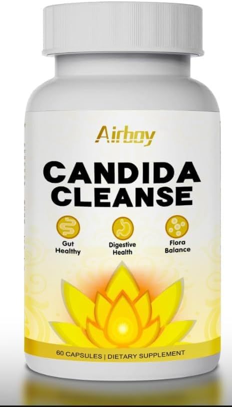 Airboy Candi Cleanse,Gut Colon Cleanse Detox for Women Men,Candi Support with Oregano Leaf, Caprylic Acid Wormwood, Black Walnut-60 Counts