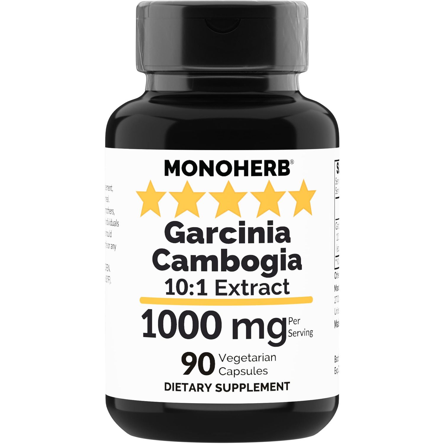 MONOHERB Garcinia Cambogia 1000 mg - 90 Veg Capsules - High Potency 10:1 Extract